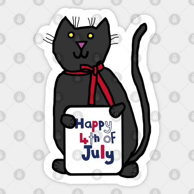 Happy 4th of July says Cat Sticker by ellenhenryart